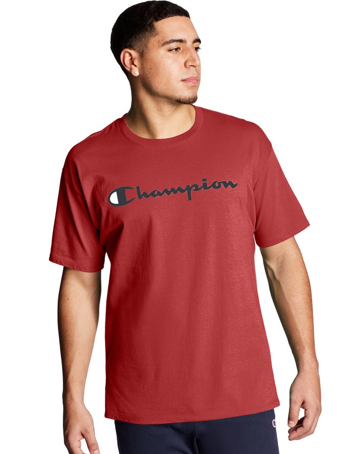 Champion Graphic Jersey Script Logo - Miesten Punainen T-Paita - Suomi 8903514-XK